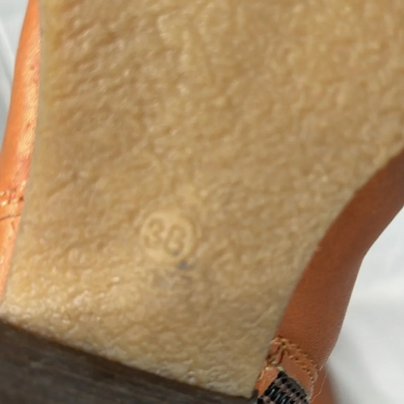 Aback A&B Cognac Leather Knee High Boots Buckle  Heels Faux Fur Inner Band 38 EU - Picture 10 of 16